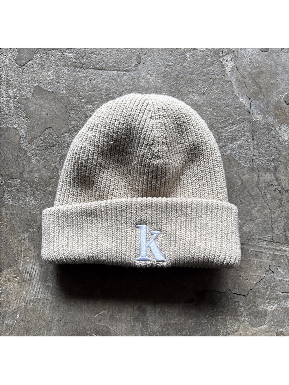 Kith Cream Beige Brown knit Lightweight Beanie OSFA